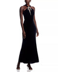 Plush Trumpet Halter Neck Sleeveless Square Back Floor Length For Women Prom Dress