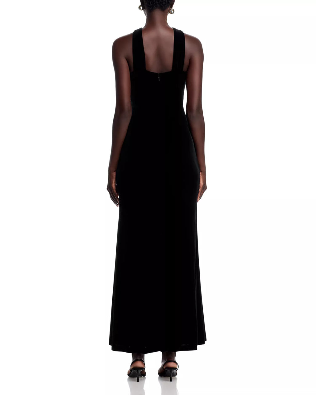 Plush Trumpet Halter Neck Sleeveless Square Back Floor Length For Women Prom Dress