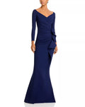 Polished Mermaid Off the Shoulder Long Sleeve Closed Back Floor Length For Sale Prom Dress