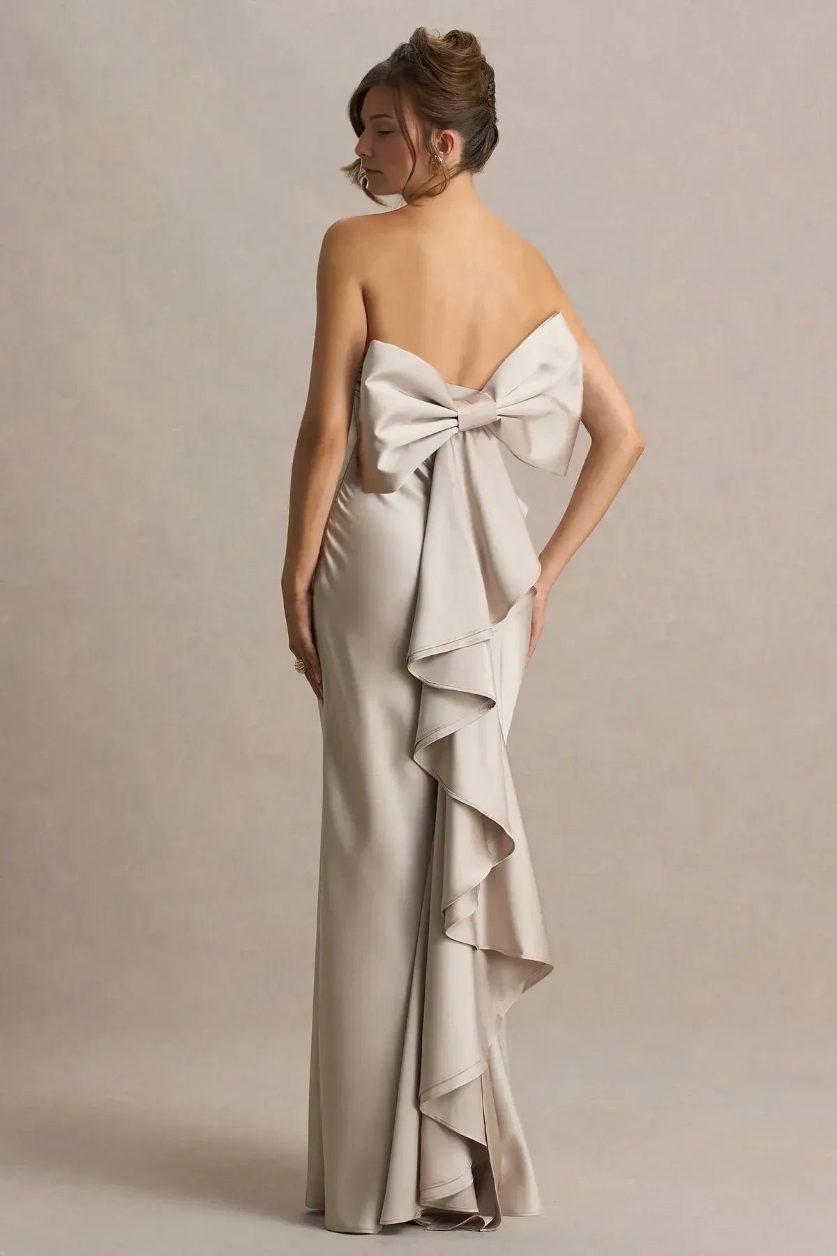 Polished Mermaid Strapless Sleeveless Bow Back Floor Length Evening Dress