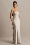 Polished Mermaid Strapless Sleeveless Bow Back Floor Length Evening Dress