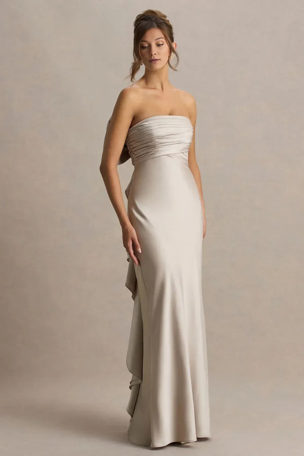 Polished Mermaid Strapless Sleeveless Bow Back Floor Length Evening Dress