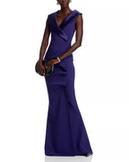 Polished Mermaid Wrap V Neck Cap Sleeve Closed Back Floor Length Hot sale Prom Dress