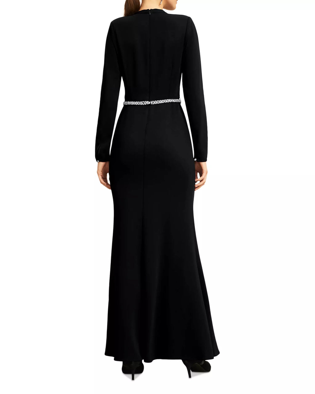 Polished Trumpet V Neck Long Sleeve Zipper Back Floor Length For Adults Prom Dress ﻿