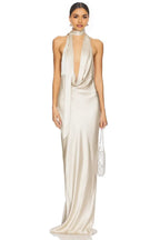 Pretty Sheath Halter Neck Sleeveless Open Back Floor Length Evening Dress
