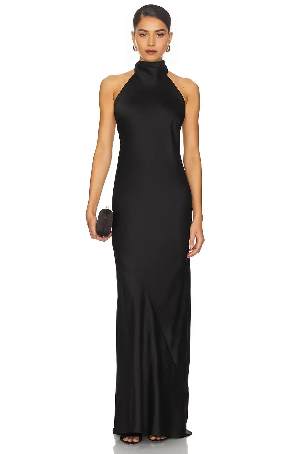 Pretty Sheath Halter Neck Sleeveless Tie Back Floor Length Evening Dress