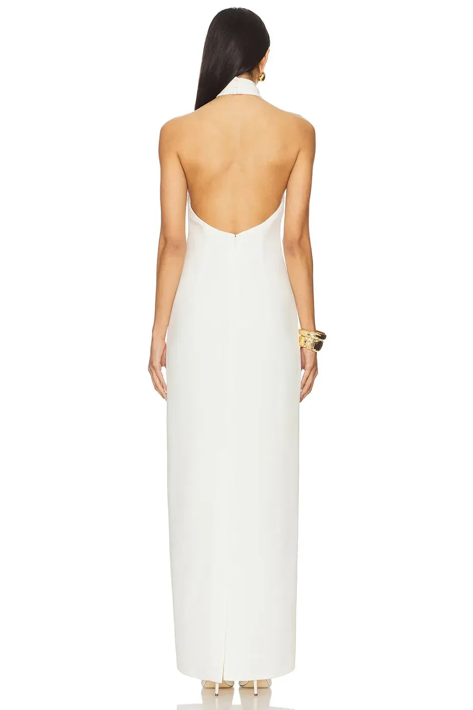 Elegant Sheath Halter Neck Sleeveless Zipper Back Floor Length Evening Dress