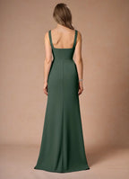 Pretty Sheath Square Neck Sleeveless Open Back Floor Length For Ladies Prom Dress