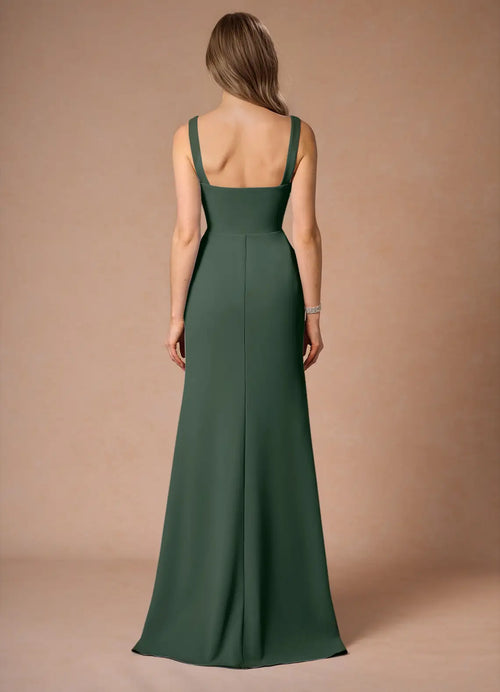 Jolie Robe de Bal Fourreau Longueur Ras du Sol à Col Carré et Dos Nu Sans Manches pour Femme