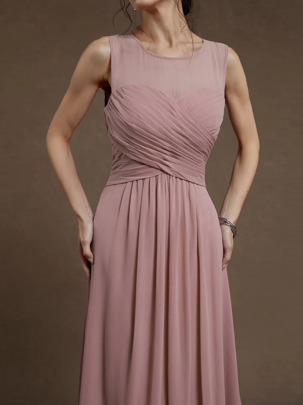 Pretty A-Line Crew Neck Sleeveless Keyhole Floor-Length Prom Dress