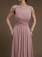 Pretty A-Line Crew Neck Sleeveless Keyhole Floor-Length Prom Dress