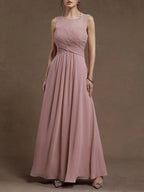 Pretty A-Line Crew Neck Sleeveless Keyhole Floor-Length Prom Dress
