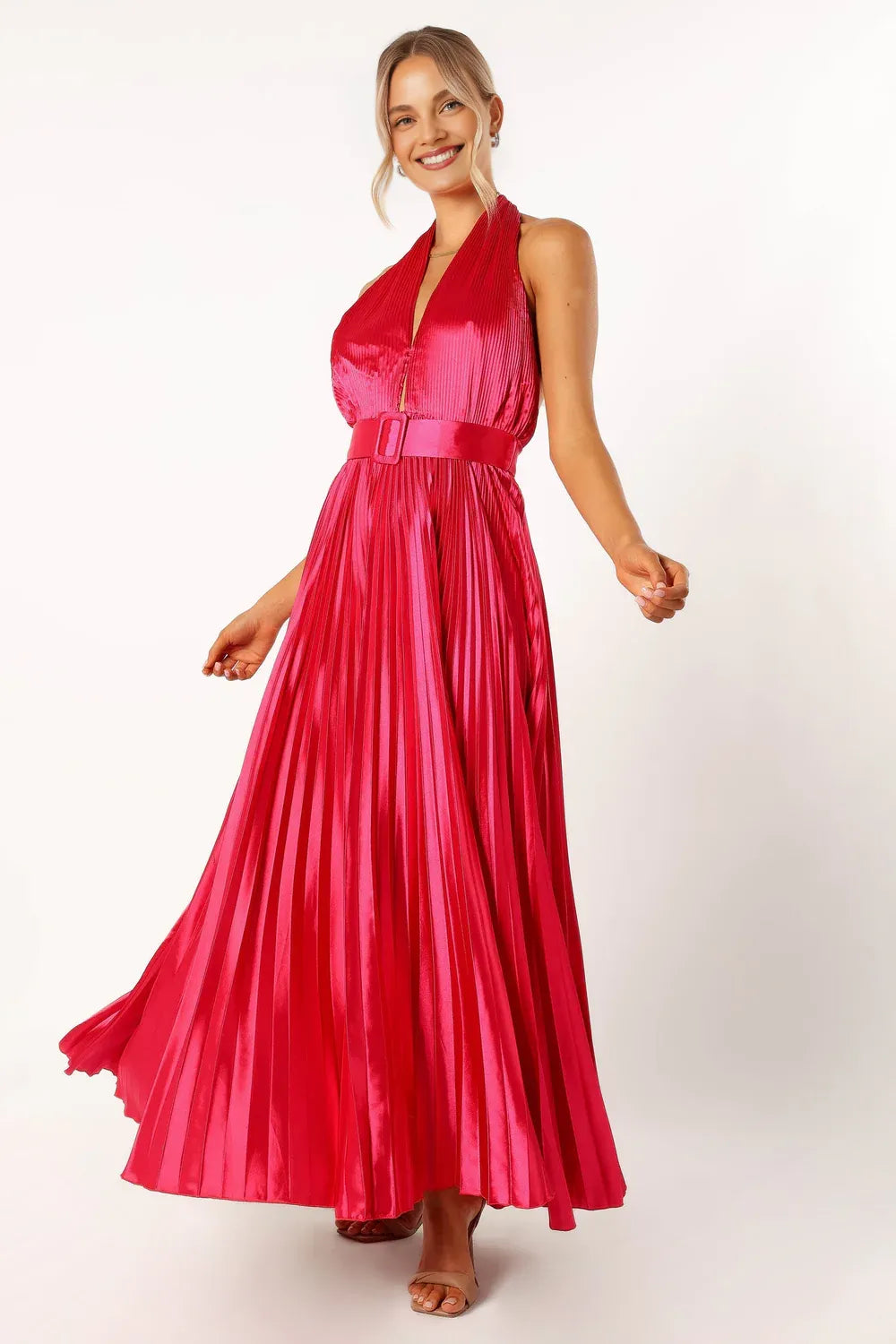 Pretty A-Line Halter Neck Sleeveless Floor-Length Prom Dress
