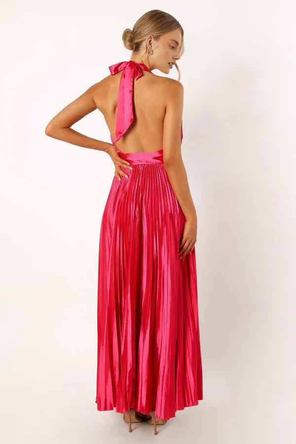 Pretty A-Line Halter Neck Sleeveless Floor-Length Prom Dress