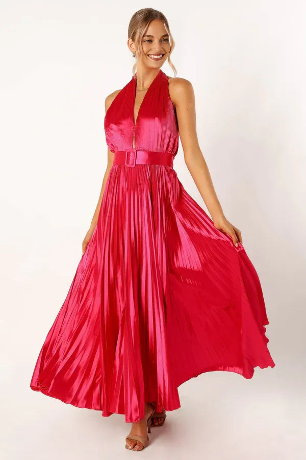 Pretty A-Line Halter Neck Sleeveless Floor-Length Prom Dress