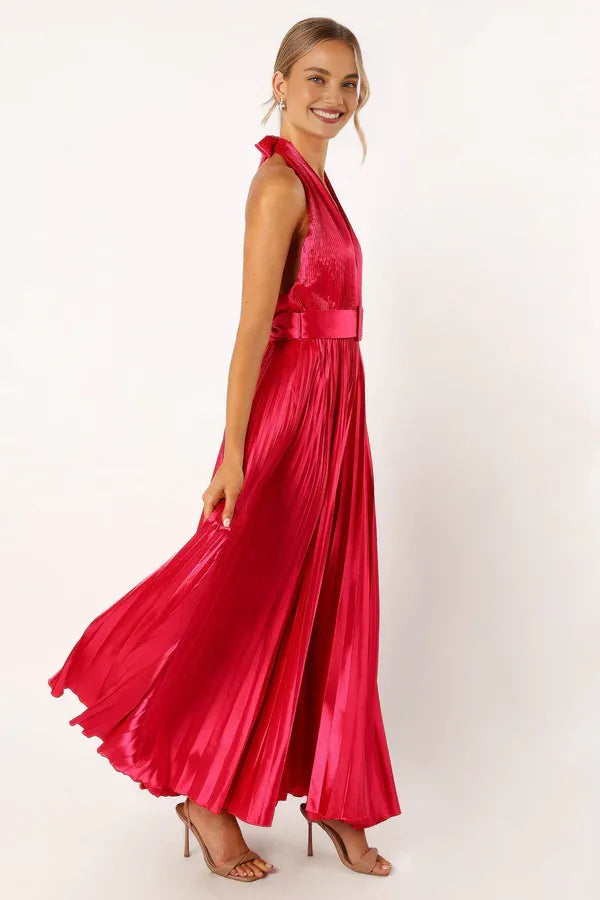 Pretty A-Line Halter Neck Sleeveless Floor-Length Prom Dress