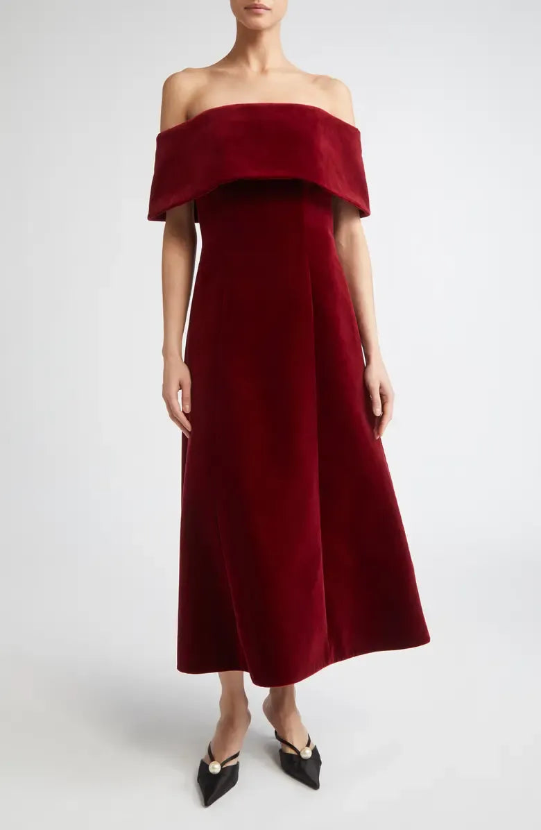 Pretty A-Line Off the Shoulder Cap Sleeve Ankle-Length Prom Dress