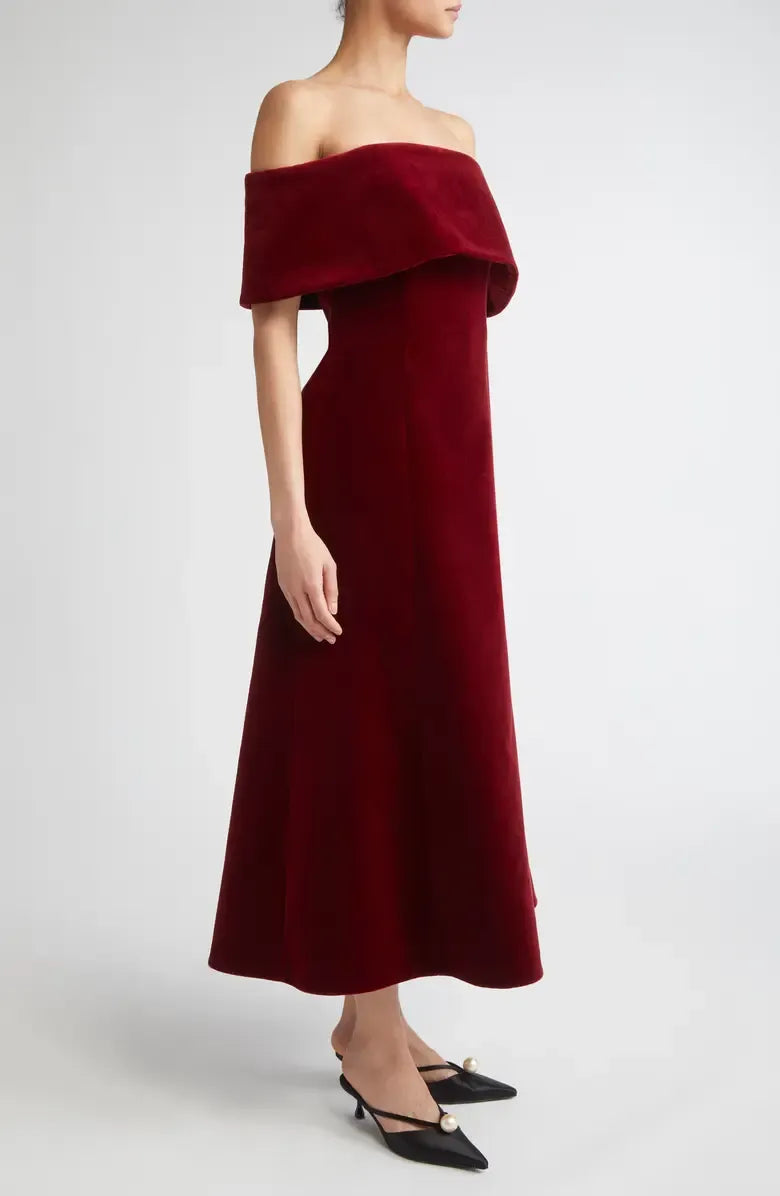 Pretty A-Line Off the Shoulder Cap Sleeve Ankle-Length Prom Dress