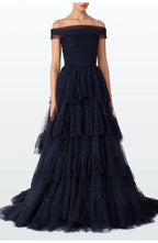 Pretty A-Line Off the Shoulder Cap Sleeve Zipper Up Floor-Length Prom Dress