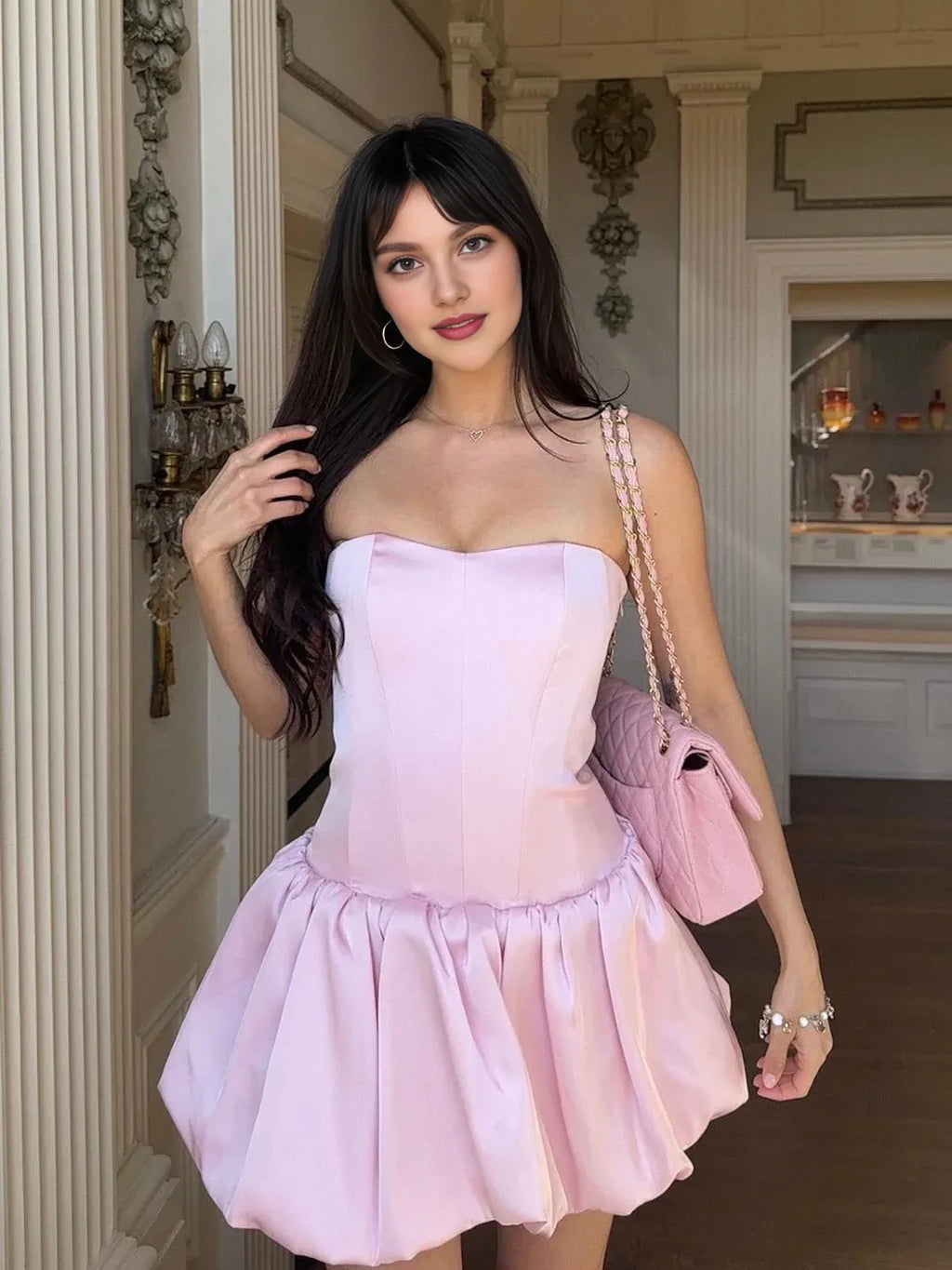 Pretty A-Line/Princess Strapless Sleeveless Criss Cross Back Short-Mini Homecoming Dress