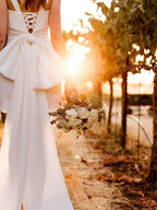 Pretty A-Line Square Neck Sleeveless Bow Back Short-Mini Wedding Dress