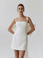 Pretty A-Line Square Neck Sleeveless Bow Back Short-Mini Wedding Dress