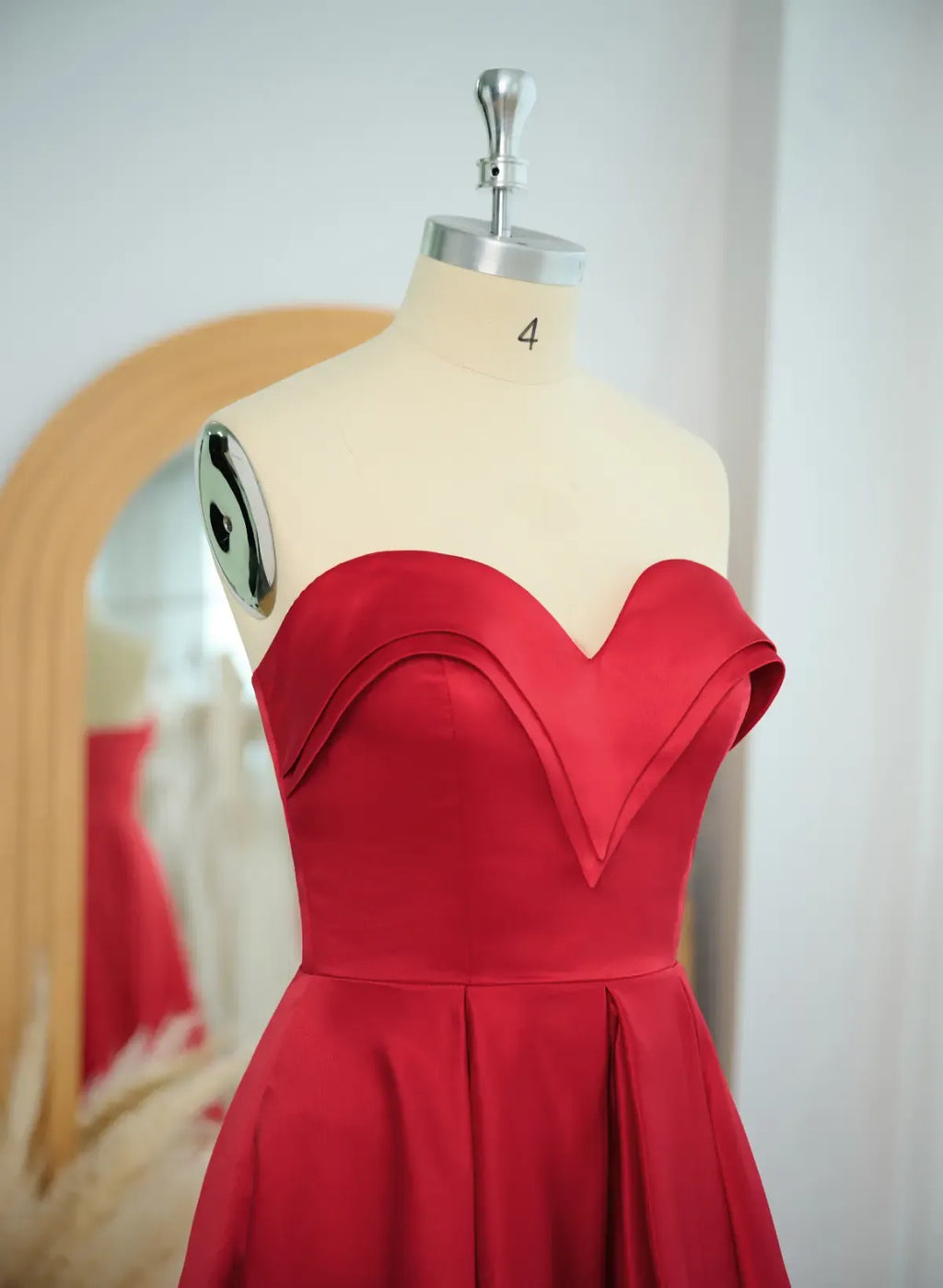 Prom Dress Strapless A Line Satin Red With Sweetheart Neckline And Layered Ruffle High Low Skirt For Teens Glamorous