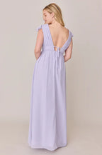 Pretty A-Line V Neck Cap Sleeve Floor-Length Prom Dress
