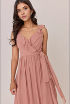 Pretty A-Line V Neck Sleeveless Floor-Length Prom Dress