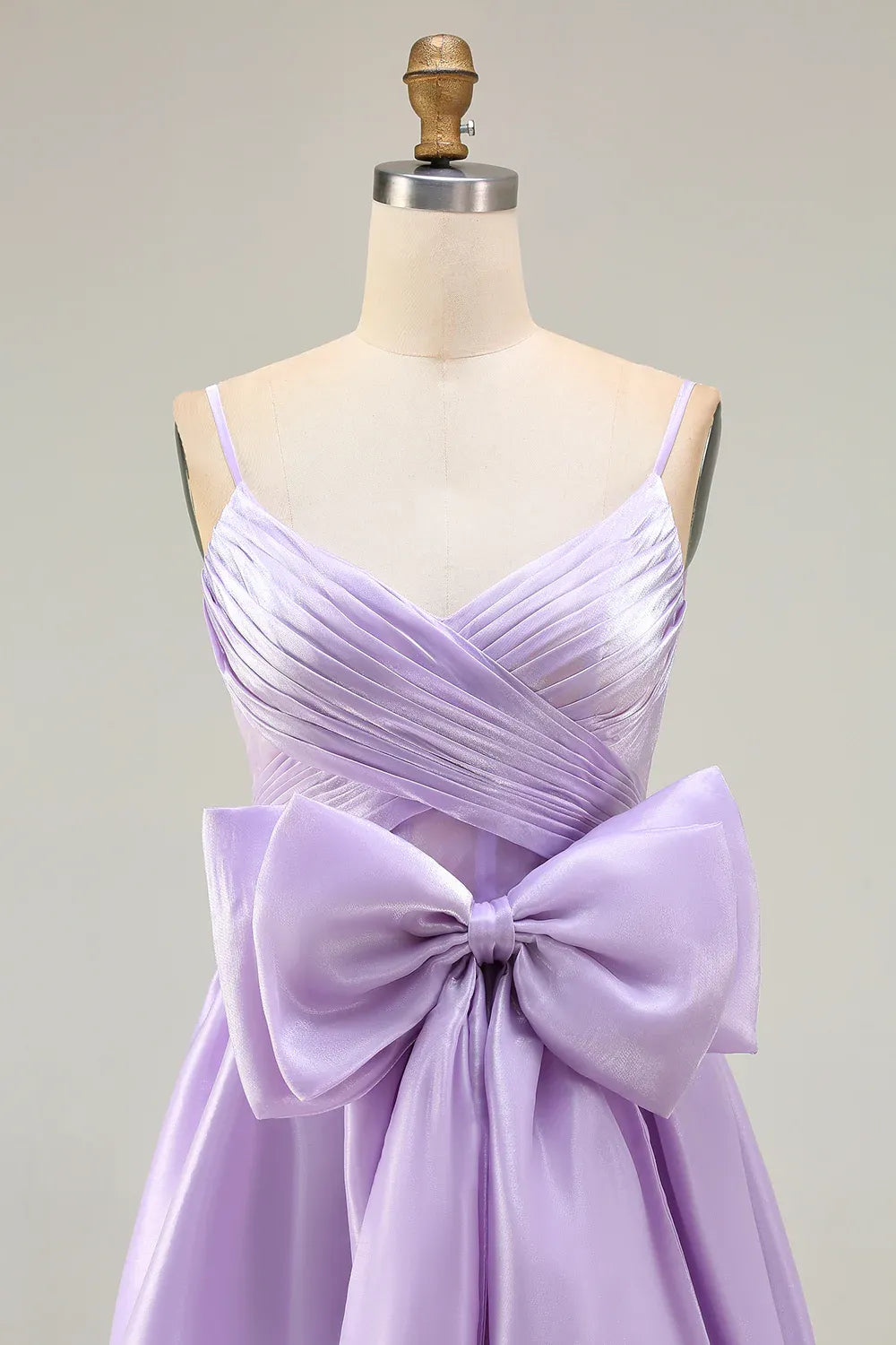 Pretty A Line Spaghetti Straps Sleeveless Bowed Floor-Length Prom Dress