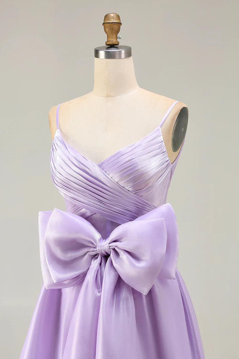 Pretty A Line Spaghetti Straps Sleeveless Bowed Floor-Length Prom Dress