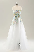 Pretty A Line Strapless Neck Sleeveless Up Sweep/Brush Train Wedding Dress