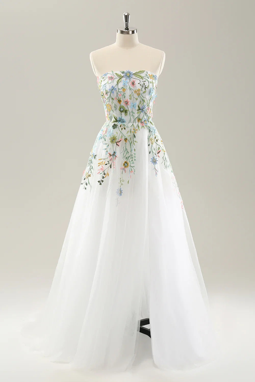 Pretty A Line Strapless Neck Sleeveless Up Sweep/Brush Train Wedding Dress