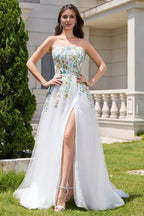 Pretty A Line Strapless Neck Sleeveless Up Sweep/Brush Train Wedding Dress