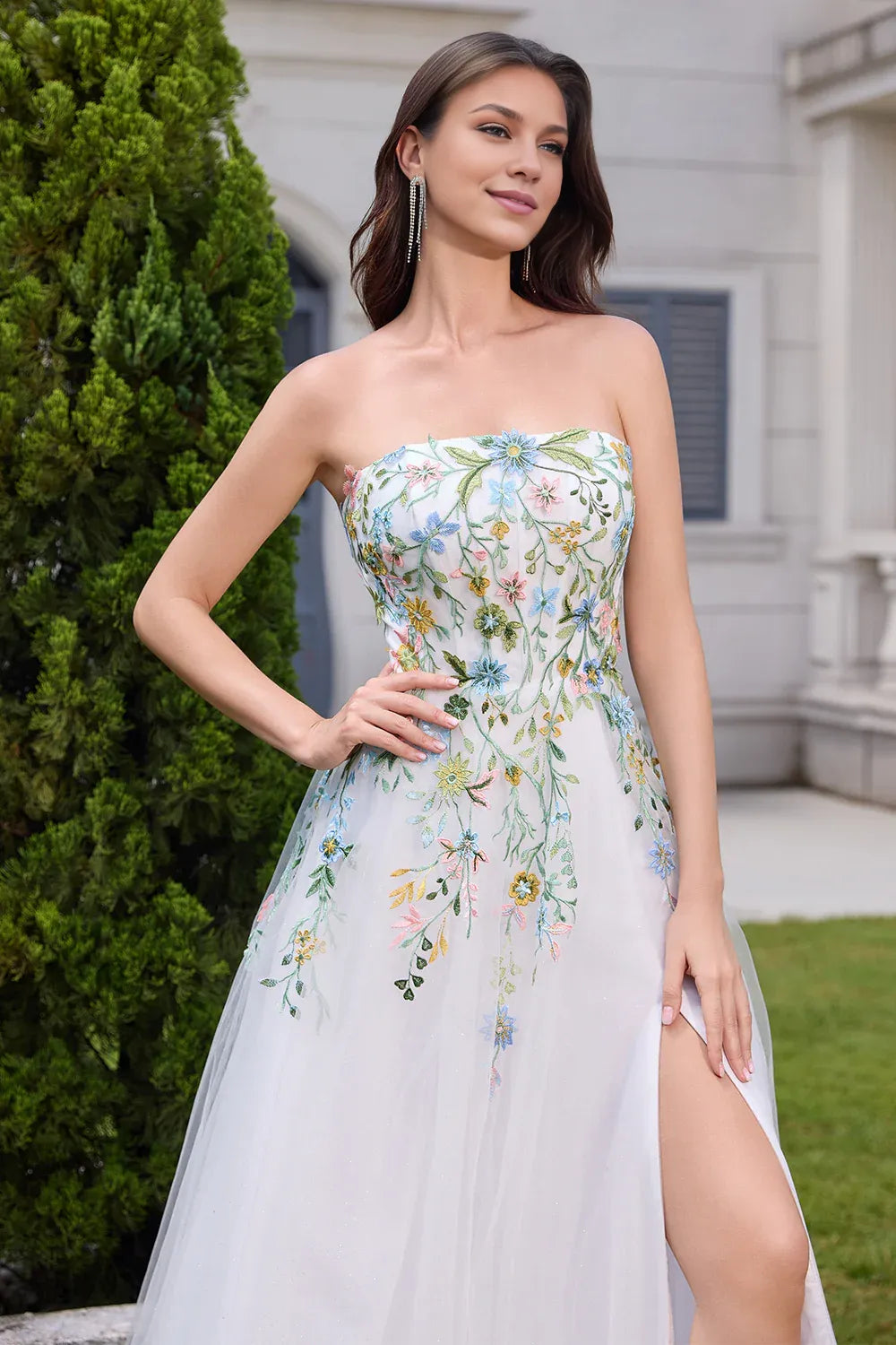 Pretty A Line Strapless Neck Sleeveless Up Sweep/Brush Train Wedding Dress