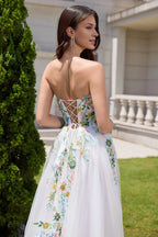 Pretty A Line Strapless Neck Sleeveless Up Sweep/Brush Train Wedding Dress