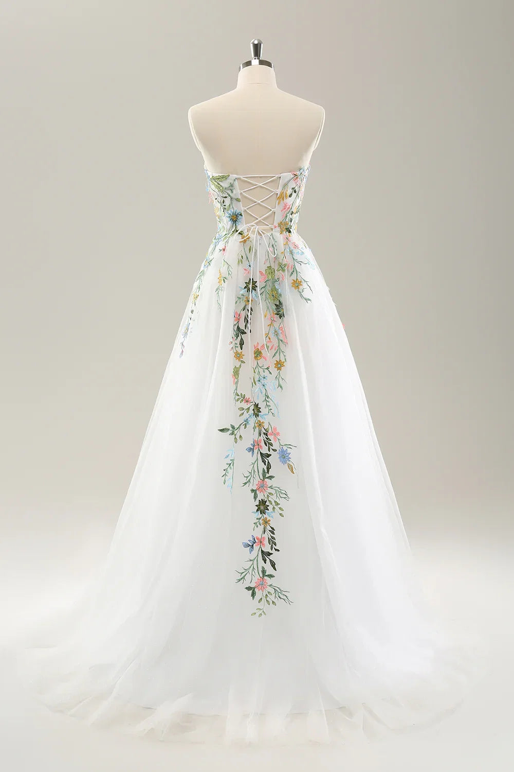 Pretty A Line Strapless Neck Sleeveless Up Sweep/Brush Train Wedding Dress
