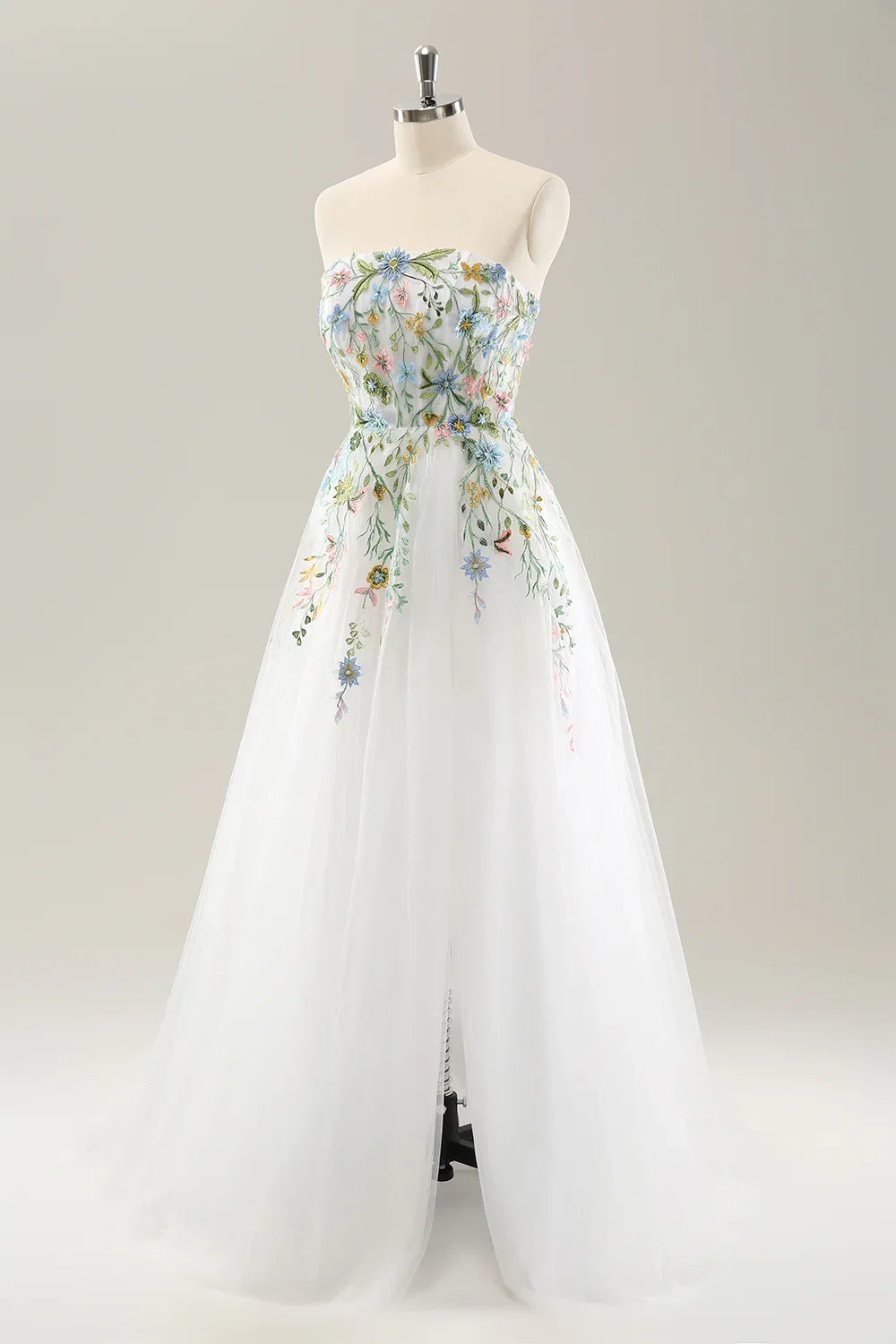 Pretty A Line Strapless Neck Sleeveless Up Sweep/Brush Train Wedding Dress