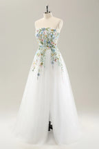 Pretty A Line Strapless Neck Sleeveless Up Sweep/Brush Train Wedding Dress
