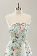 Pretty A Line Strapless Neck Sleeveless Up Sweep/Brush Train Wedding Dress
