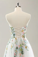 Pretty A Line Strapless Neck Sleeveless Up Sweep/Brush Train Wedding Dress