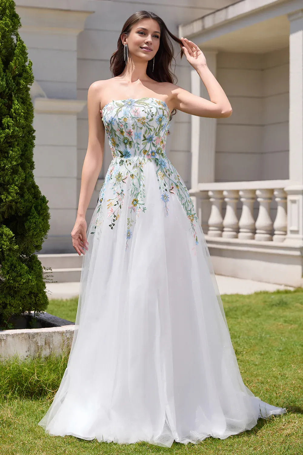 Pretty A Line Strapless Neck Sleeveless Up Sweep/Brush Train Wedding Dress