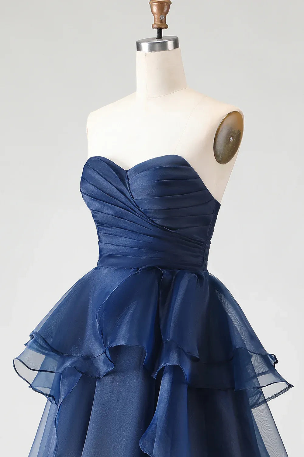 Pretty A Line Strapless Sleeveless Ruffled Floor-Length Prom Dress