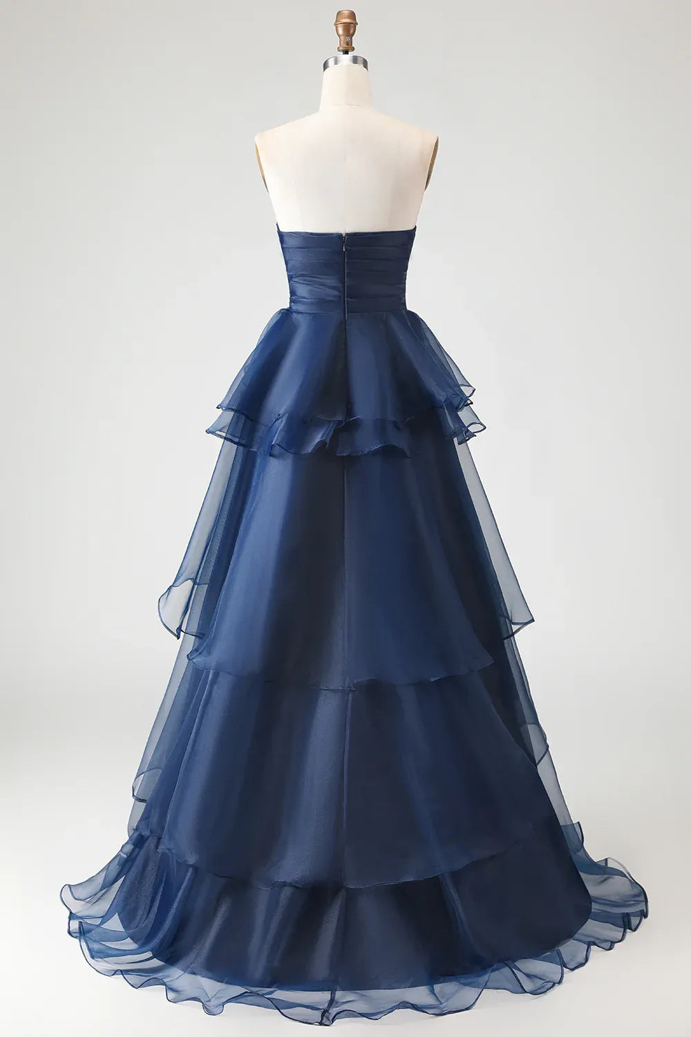 Pretty A Line Strapless Sleeveless Ruffled Floor-Length Prom Dress