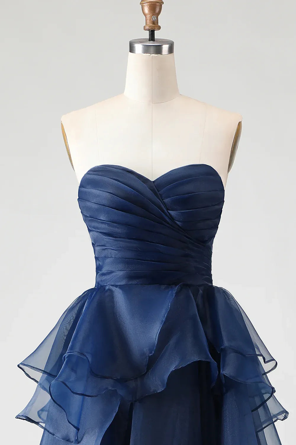 Pretty A Line Strapless Sleeveless Ruffled Floor-Length Prom Dress