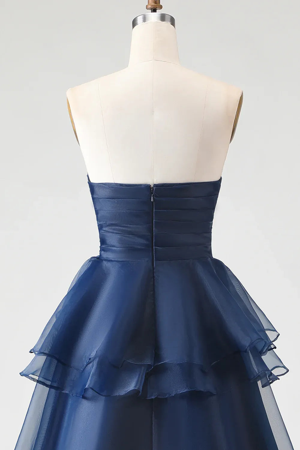 Pretty A Line Strapless Sleeveless Ruffled Floor-Length Prom Dress