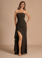 Pretty Bbodice Strapless Neck Sleeveless Backless Floor-Length Evening Dress