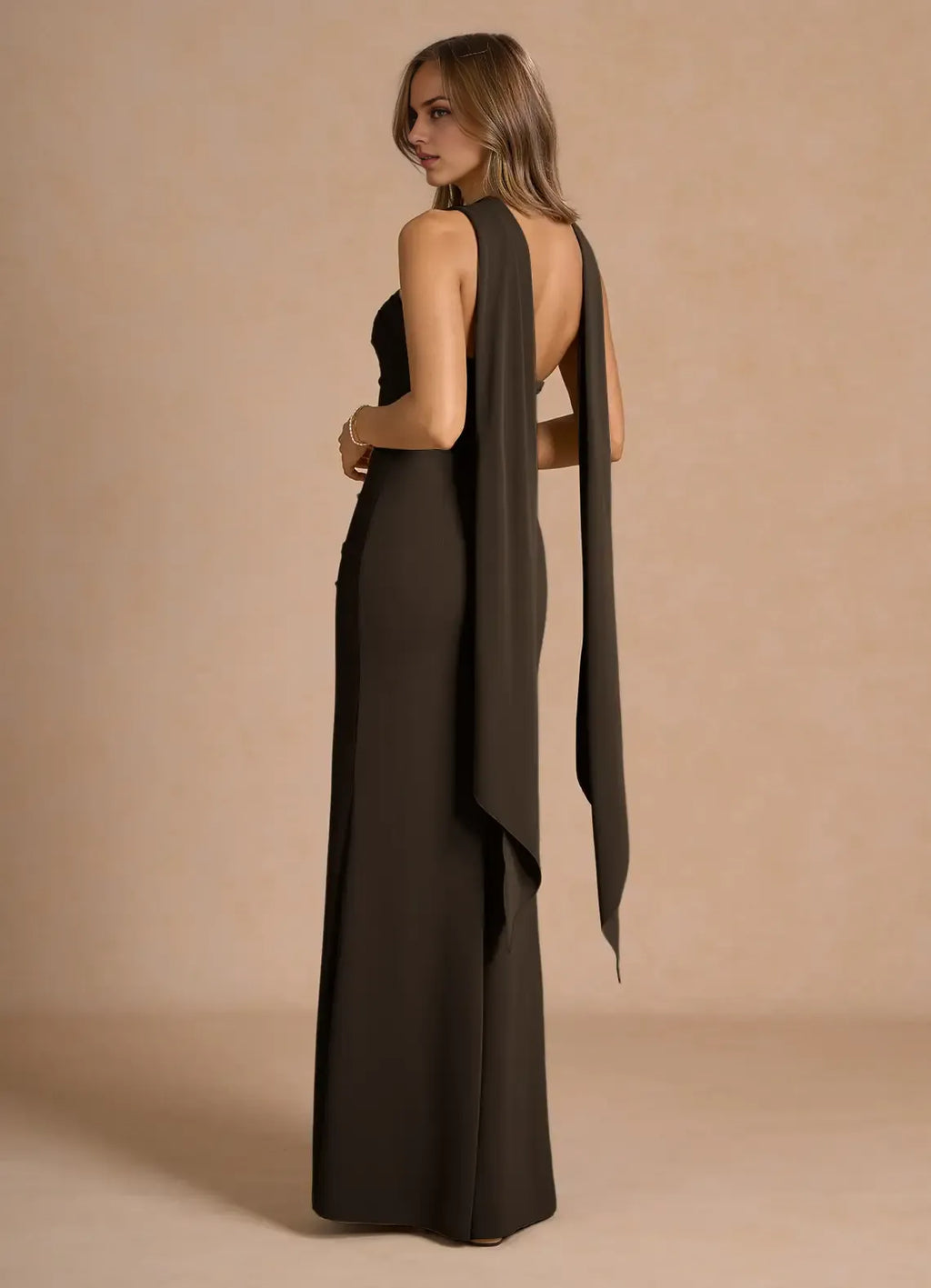Pretty Bbodice Strapless Neck Sleeveless Backless Floor-Length Evening Dress