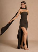 Pretty Bbodice Strapless Neck Sleeveless Backless Floor-Length Evening Dress