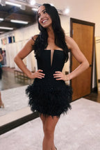 Pretty Bodycon Strapless Sleeveless Zipper Up Short-Mini Homecoming Dress